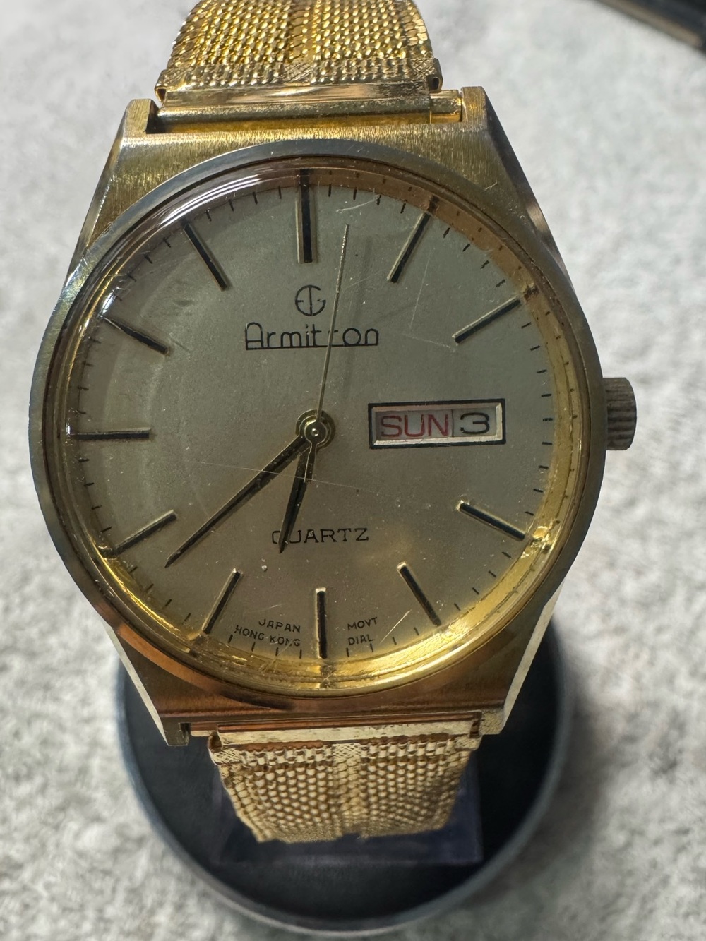 Armitron Gold Tone Watch with Day-Date Window